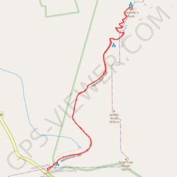 Preacher's Rock from Woody Gap via Appalachian Trail in Blood Mountain Wilderness trail, distance, elevation, map, profile, GPS track