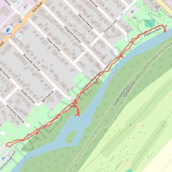 Eramosa River Trail between Lyon Park and Victoria Road South trail, distance, elevation, map, profile, GPS track