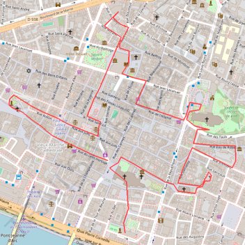 Rouen trail, distance, elevation, map, profile, GPS track