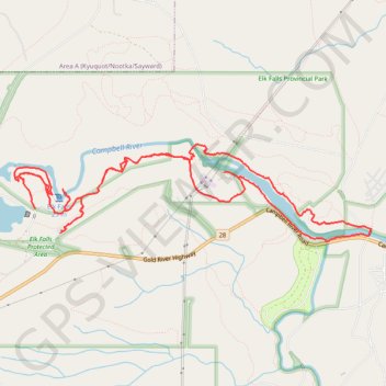 Elk Falls Provincial Park Campground Loop via Millenium trail trail, distance, elevation, map, profile, GPS track