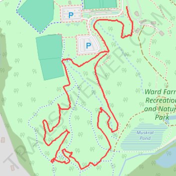 Disc Golf course at Ward Farm Park trail, distance, elevation, map, profile, GPS track