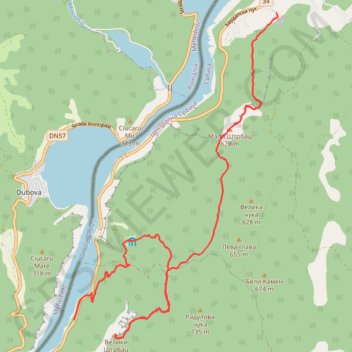 Miroč - Đerdap: Mali i Veliki Štrbac trail, distance, elevation, map, profile, GPS track
