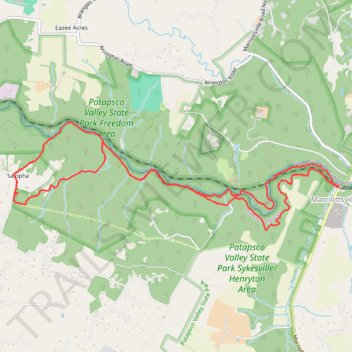 Patapsco State Park - Sykesville Henryton Area trail, distance, elevation, map, profile, GPS track