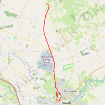 Boyne Valley to Lakelands Greenway, from Wilkinstown to Navan trail, distance, elevation, map, profile, GPS track