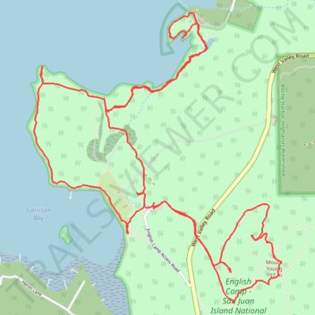 English Camp, Bell Point, Wescott Bay, Young Hill trail, distance, elevation, map, profile, GPS track
