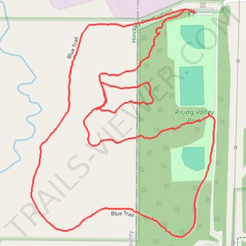 Rising Valley Park Red and Blue Trails Loop trail, distance, elevation, map, profile, GPS track
